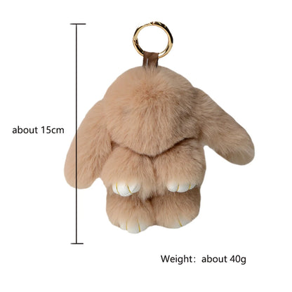 15cm Women's Rabbit Fur Keychain Bag Car Pendant Jewelry Decoration Fashionable Accessory for Bags And Gifts