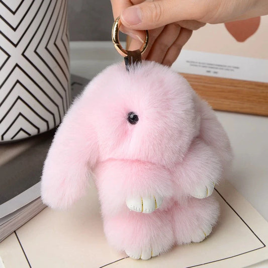 15cm Women's Rabbit Fur Keychain Bag Car Pendant Jewelry Decoration Fashionable Accessory for Bags And Gifts